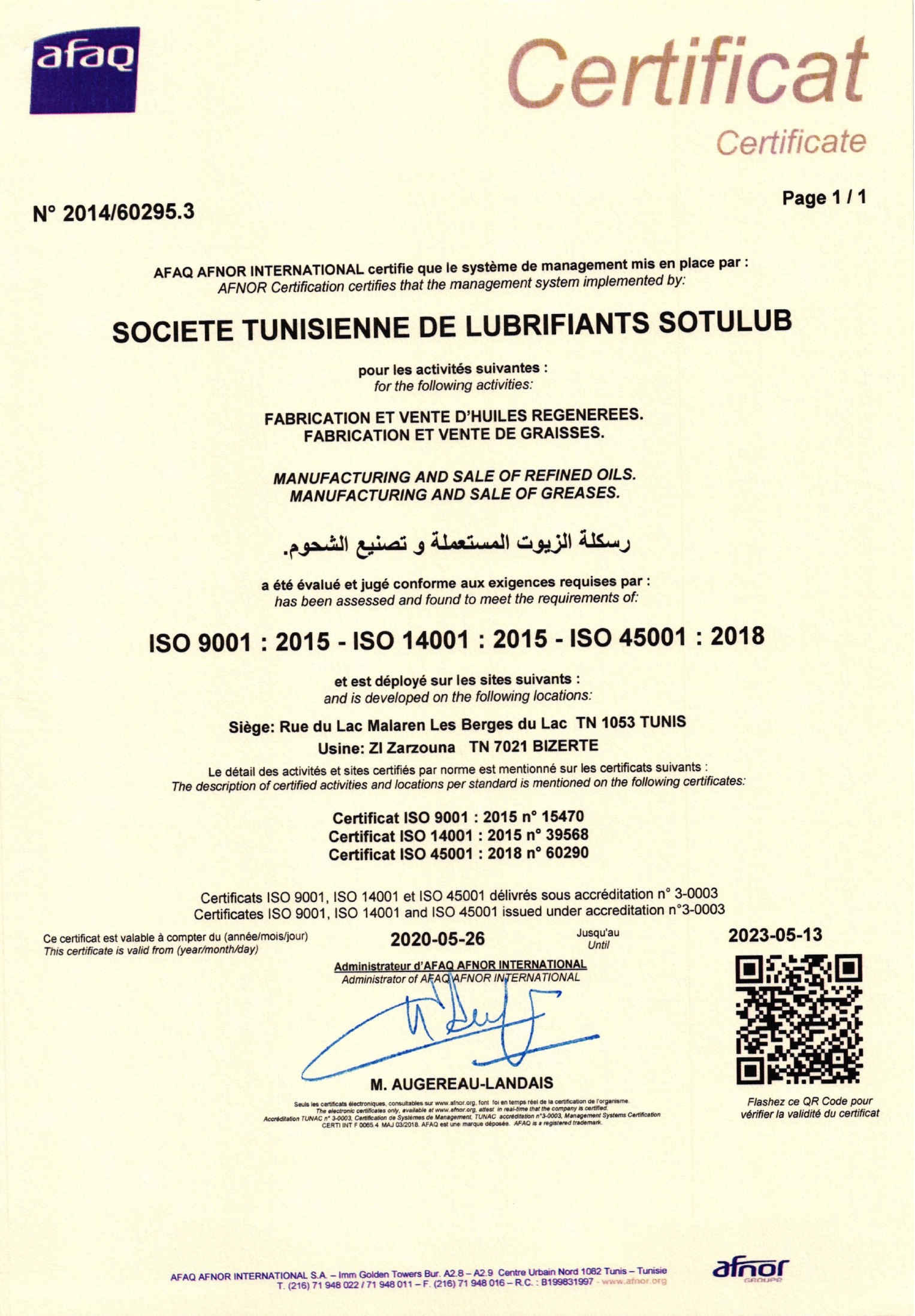 Certification ISO